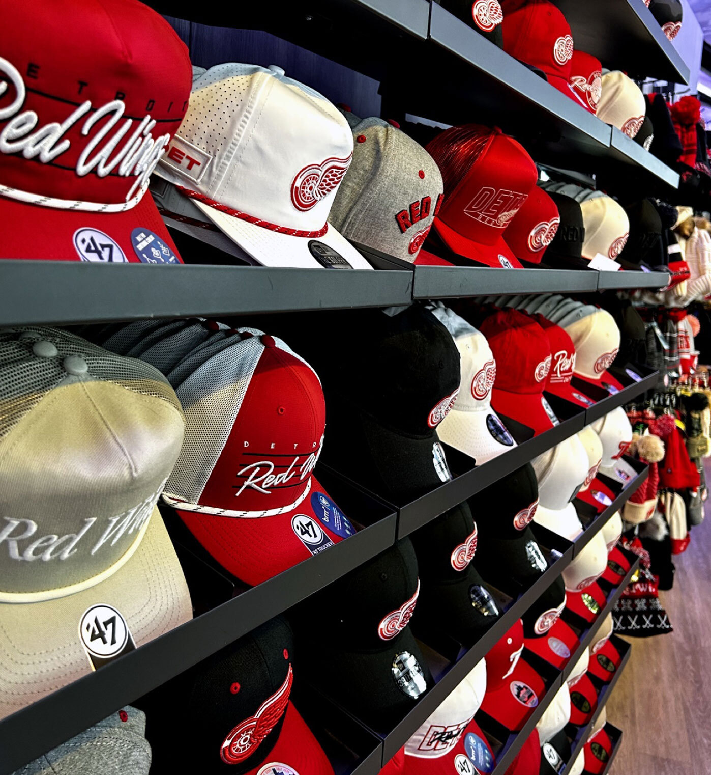 Displaying the Hat Wall inside the Team Store.